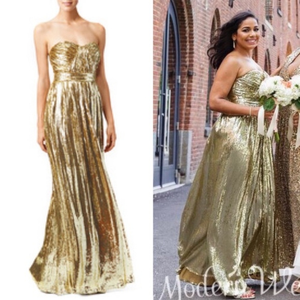 Siren Gold Gown Dress Badgley Mischka size 2 short